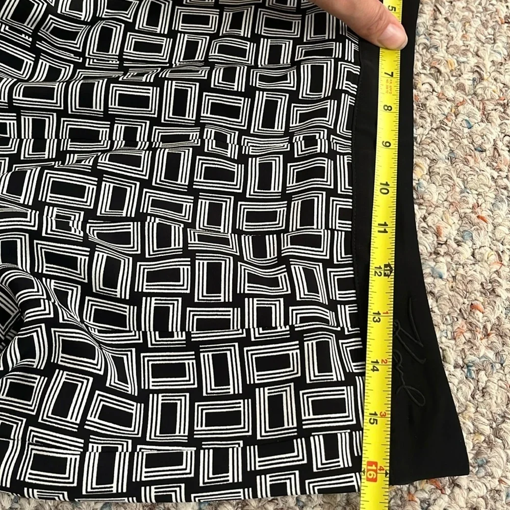 Karl Lagerfeld Black White Geometric Lightweight Pleated Mini Skirt,Women’s Sz 6 - Picture 12 of 16
